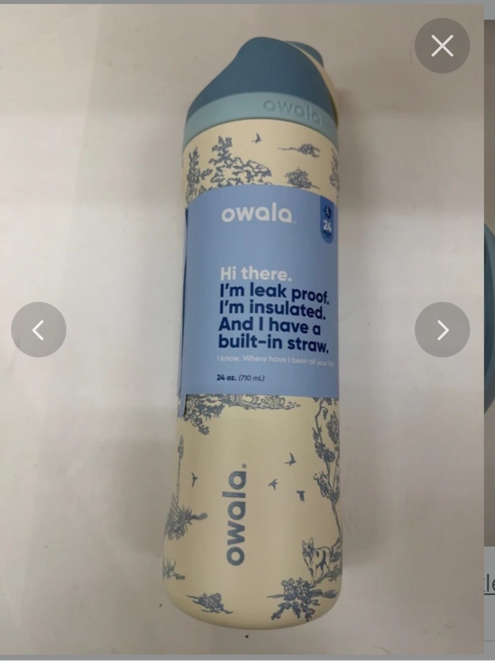Owala special edition Cream & Blue Insulated Water Bottle with Built-In Straw